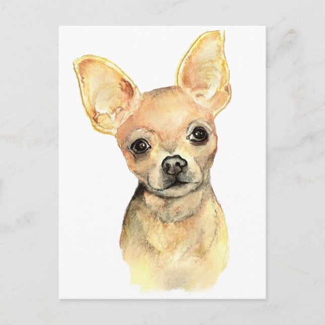 Watercolor Chihuahua, Pet Hund Animal Vykort (Framsida)