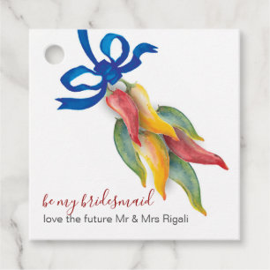 Watercolor Chili Peppers Bridesmaid Gift Märkre Gåvor Etiketter