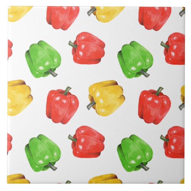 Watercolor Chilli Peppers Pattern  Kakelplatta (Framsidan)