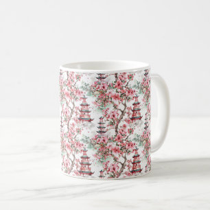 Watercolor Chinese Pagoda - Cherry Blommars (10) Kaffemugg