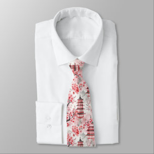 Watercolor Chinese Pagoda med Cherry Blommars (9) Slips