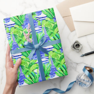 Watercolor Chinoiserie Blue Pagodas Presentpapper