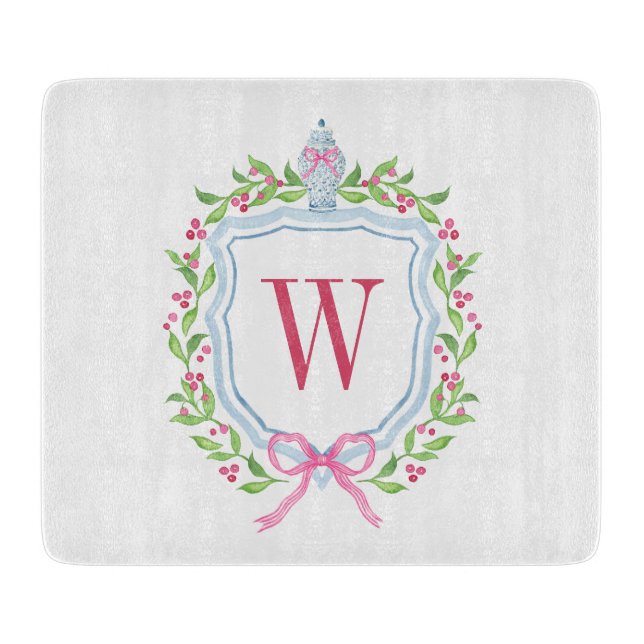 Watercolor Chinoiserie Ginger Burk Monogram Vapens (Framsidan)