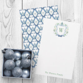 Watercolor Chinoiserie Ginger Burk Monogram Vapens Brevpapper