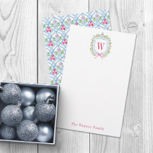 Watercolor Chinoiserie Ginger Burk Monogram Vapens