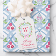 Watercolor Chinoiserie Ginger Burk Monogram Vapens