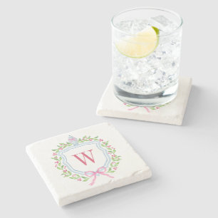 Watercolor Chinoiserie Ginger Burk Monogram Vapens Stenunderlägg