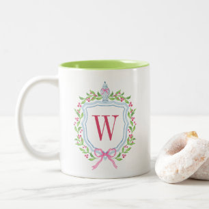 Watercolor Chinoiserie Ginger Burk Monogram Vapens Två-Tonad Mugg