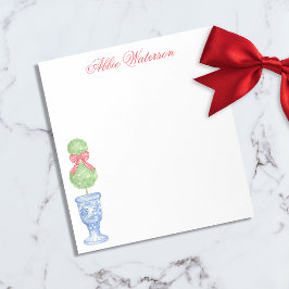 Watercolor Chinoiserie jul Bow Topiary Anteckningsblock