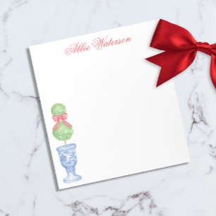 Watercolor Chinoiserie jul Bow Topiary Anteckningsblock