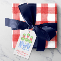 Watercolor Chinoiserie jul Bow Topiary