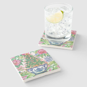 Watercolor Chinoiserie Julgran Stenunderlägg