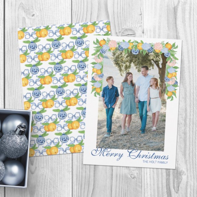 Watercolor Chinoiserie Mandarins Garland Photo Julkort (Skapare uppladdad)