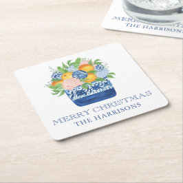 Watercolor Chinoiserie Mandarins jul Underlägg Papper Kvadrat
