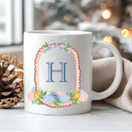 Watercolor Chinoiserie Mandarins Monogram Vapenskö Kaffemugg
