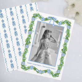 Watercolor Chinoiserie Ornaments Garland jul Julkort