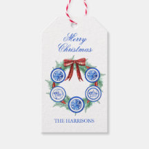 Watercolor Chinoiserie Tallrikar God jul