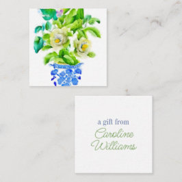 Watercolor Chinoiserie Vas med Flowers-hölje Anteckningskort