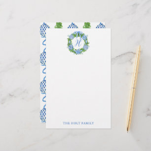 Watercolor Chinoiserie Wandee Monogram jul Brevpapper