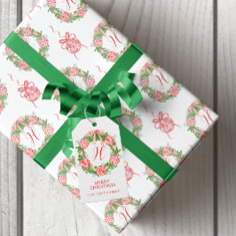 Watercolor Chinoiserie Wandee Monogram jul Presentetikett