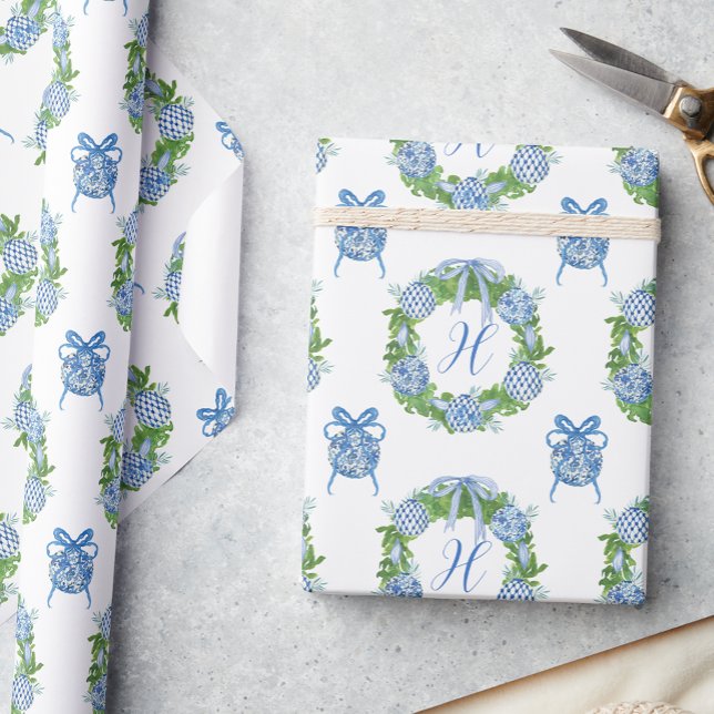 Watercolor Chinoiserie Wandejul Monogram Presentpapper (Skapare uppladdad)