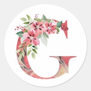 Watercolor christmas brev G Runt Klistermärke