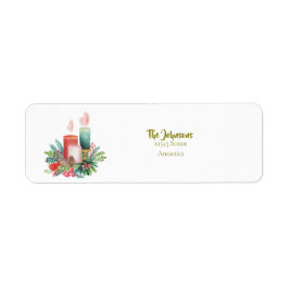 Watercolor Christmas candles Return address label Returadress Etikett