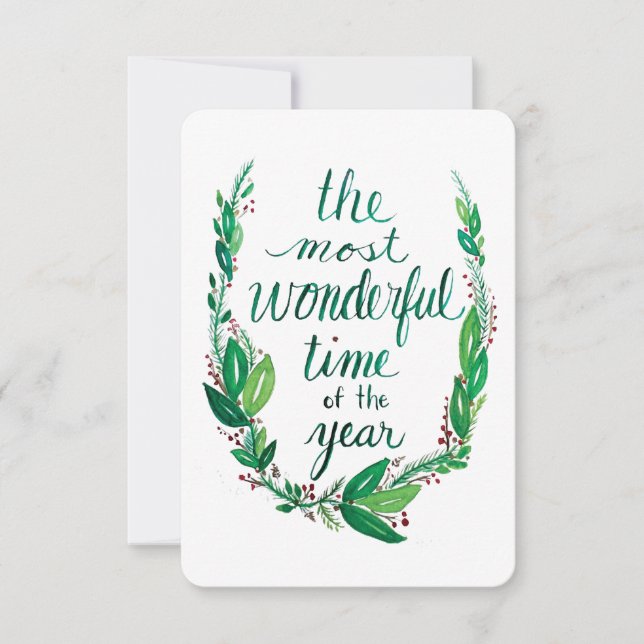 Watercolor Christmas Card Tack Kort (Framsida)