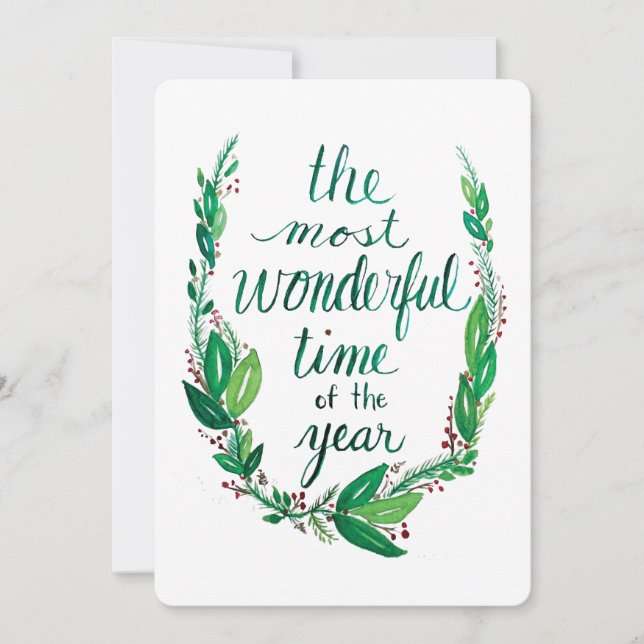 Watercolor Christmas Card Tack Kort (Framsida)