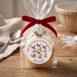 Watercolor Christmas Cupcakes From The Kitchen Of Runt Klistermärke