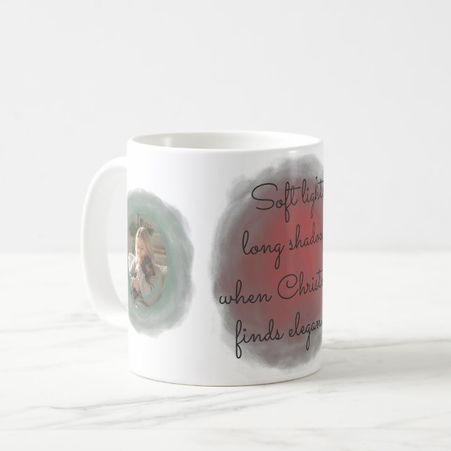 Watercolor Christmas Dachshund  – Custom Photo  Kaffemugg (Framsida vänster)