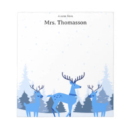 Watercolor Christmas Deer Teacher Notepad Anteckningsblock