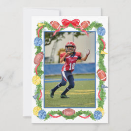 Watercolor Christmas Football Garland & Tree Photo Julkort