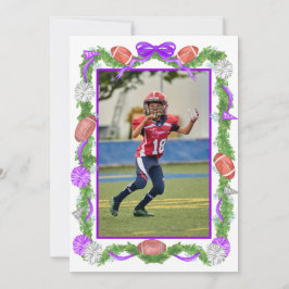 Watercolor Christmas Football Garland & Tree Photo Julkort