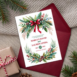 Watercolor Christmas Greenery Wedding Invitation Inbjudningar
