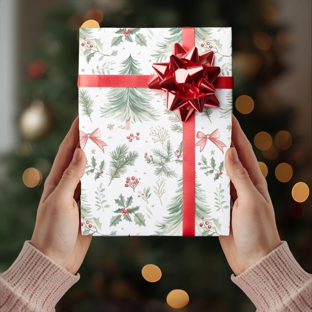 Watercolor Christmas Greenery Wrapping Paper Presentpapper (Skapare uppladdad)