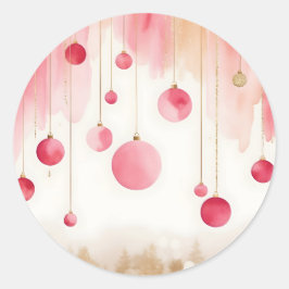 Watercolor Christmas Ornaments Sticker Set Runt Klistermärke