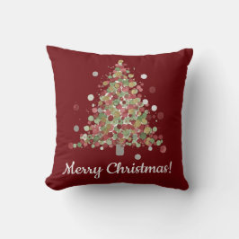 Watercolor Christmas Polka Dot Tree Kudde
