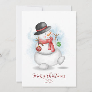 Watercolor Christmas snowman greetings card Inbjudningar