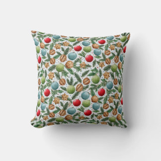 Watercolor Christmas Throw Pillow Kudde