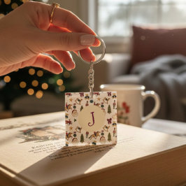 Watercolor Christmas Toys Monogram inital