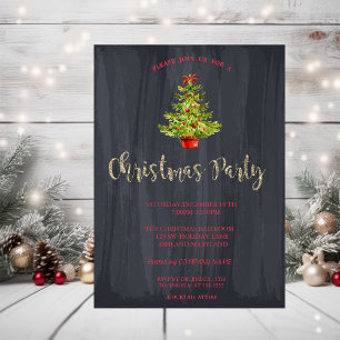 Watercolor Christmas Tree Company julfest Inbjudningar