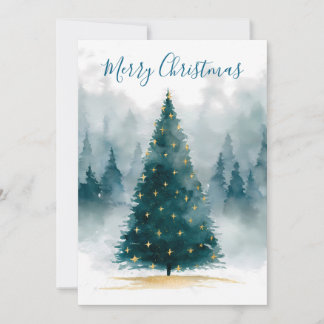 Watercolor Christmas Tree Greeting Julkort