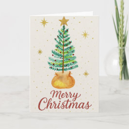 Watercolor Christmas Tree Kort