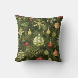 Watercolor Christmas tree ornament Kudde