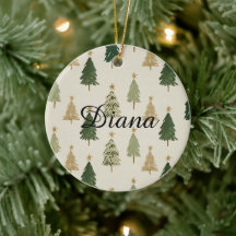 Watercolor Christmas Trees Personalized Ornament