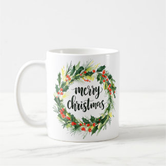 Watercolor Christmas Wreath Mug – Merry Christmas  Kaffemugg