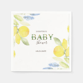 Watercolor Citroner Baby Shower Pappersservett
