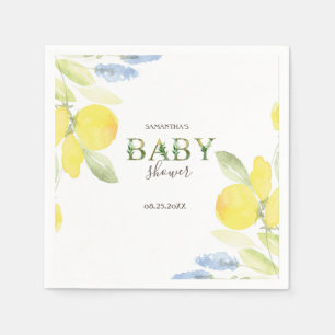 Watercolor Citroner Baby Shower Pappersservett