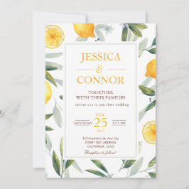 Watercolor Citrus Blommigt Modern Bröllop Inbjudningar